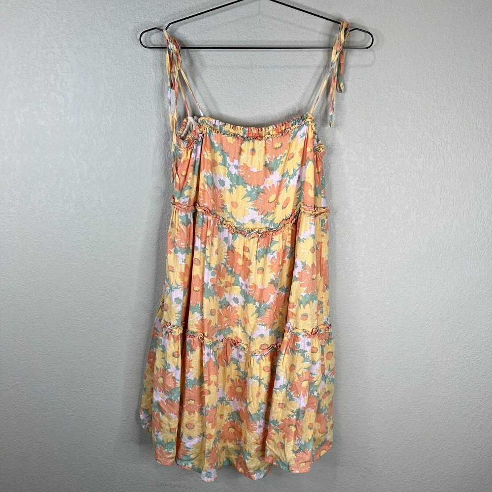 Rails Caralyn Dress Petite Size XS Daisy Meadow Floral Linen Blend Tiered Summer